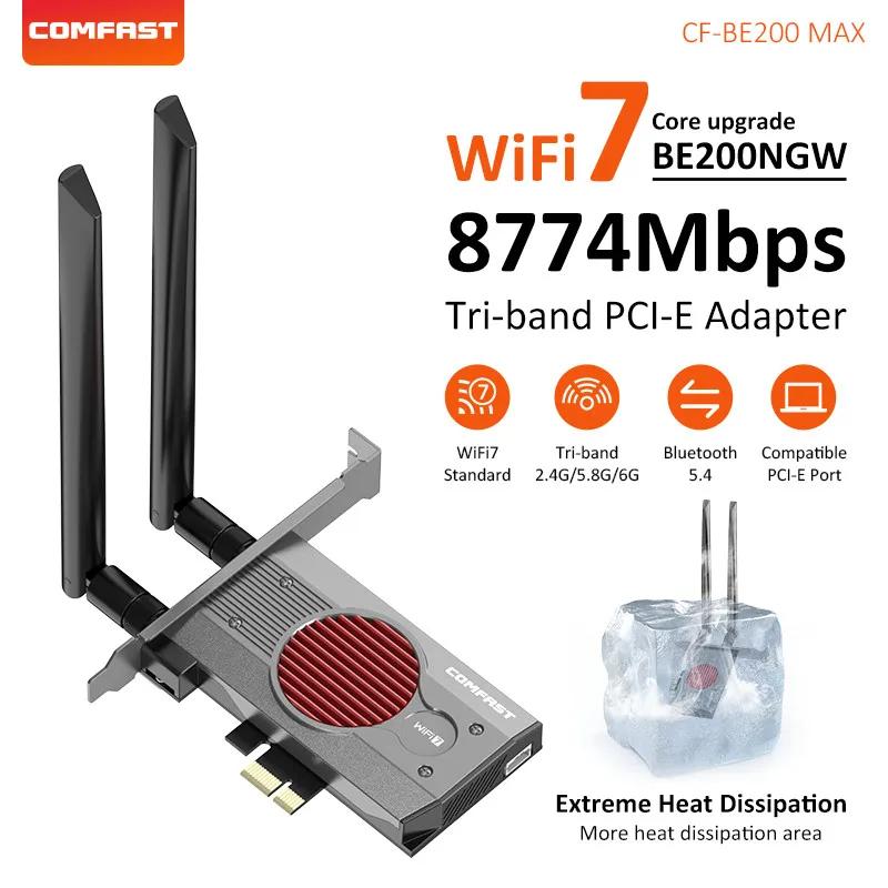 WiFi7  Be200 PCI-E  ,  Ʈ , 2.4G, 5G, 6GHz, WiFi7 Ʈũ ī, BT5.4, Win10/11 Linux, 8774Mbps